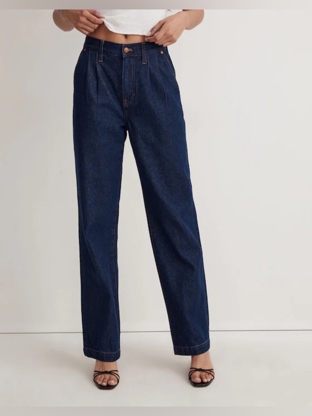 Madewell Baggy Straight Pleaded Denim Jeans Size 27